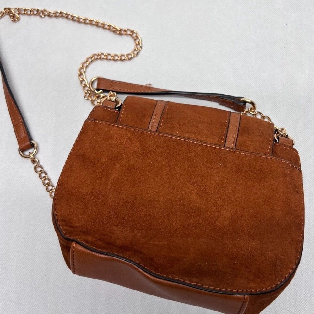 LC‎ LAUREN CONRAD Macaron Saddle Tan Crossbody Bag | Stitched Faux Leather - Picture 8 of 11